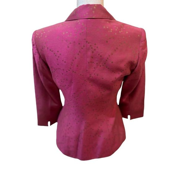 Vintage 1990’s Zion barbie pink print fitted lined blazer floral metal button 2 - Picture 10 of 14